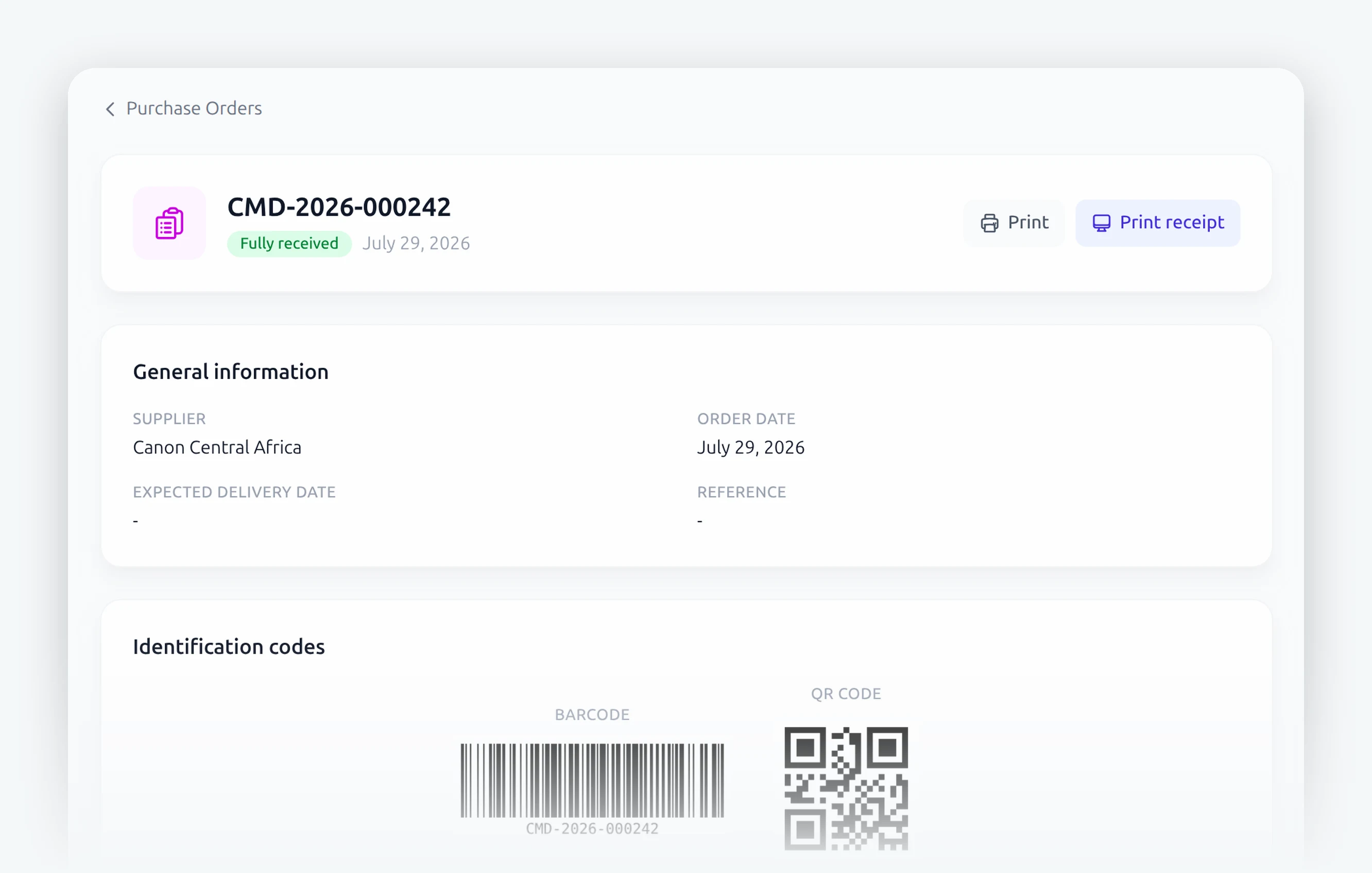 A purchase order in progress
